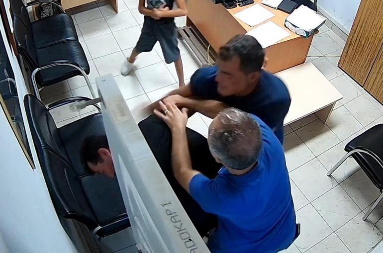 Polis merkezinde kayınbirader dayağı, o anlar kamerada