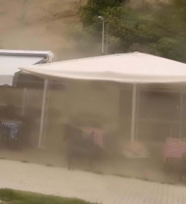 Silivride çay bahçesine kaya parçaları düştü