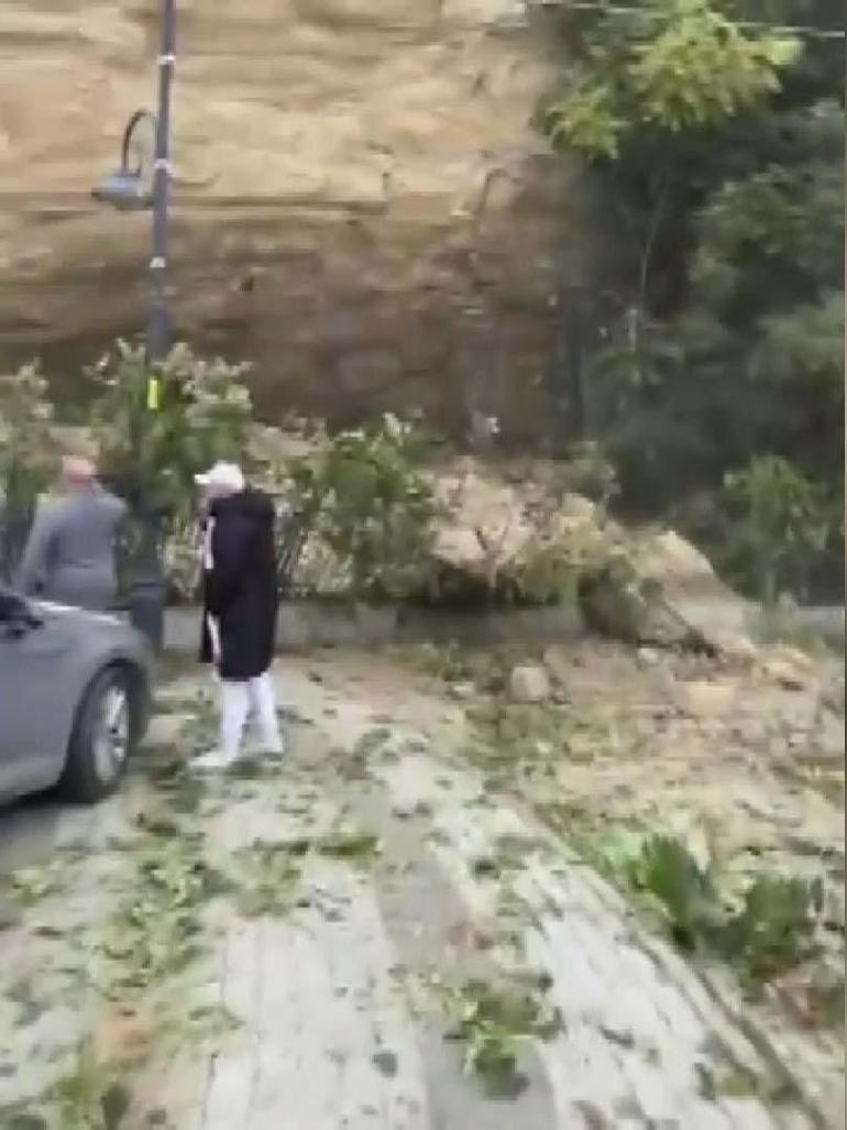 Silivride çay bahçesine kaya parçaları düştü