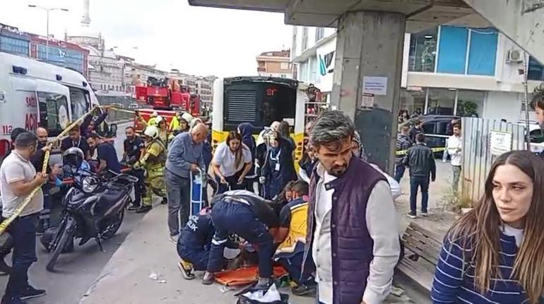 Çekmeköyde otobüs durağa girdi; 1 ölü 4 yaralı, kaza anı güvenlik kamerasında