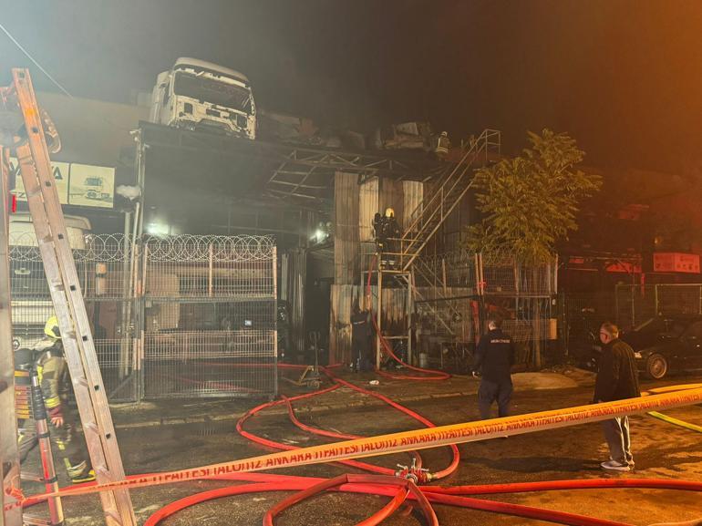 Ankara’da oto tamirhanesinde yangın; iş yerindeki araçlar zarar gördü