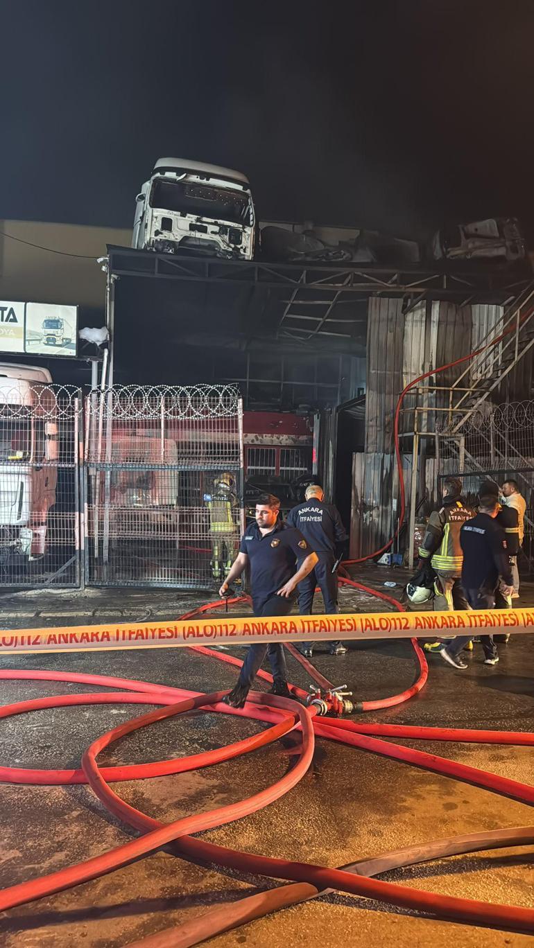 Ankara’da oto tamirhanesinde yangın; iş yerindeki araçlar zarar gördü