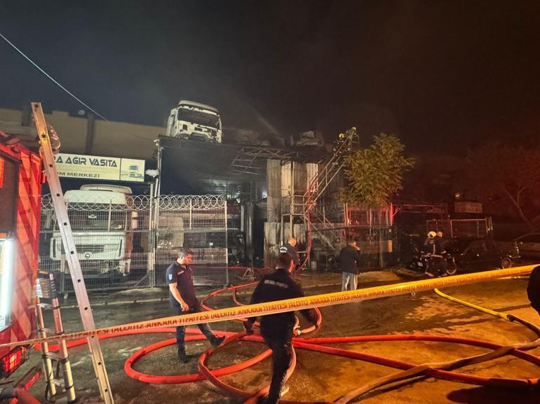 Ankara’da oto tamirhanesinde yangın; iş yerindeki araçlar zarar gördü
