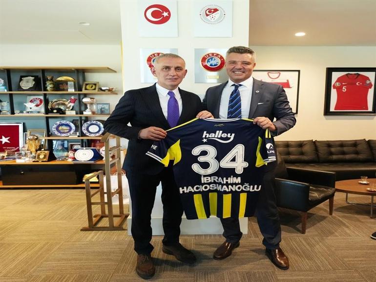 Fenerbahçe Başkanı Sadettin Saran, TFF Başkanı Hacıosmanoğlunu ziyaret etti
