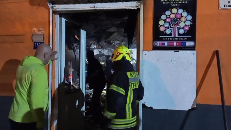 Aydın’da okul kantininde çıkan yangın büyümeden söndürüldü