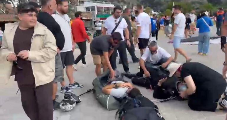 Fethiyede yamaç paraşütleri havada çarpıştı: 3 yaralı