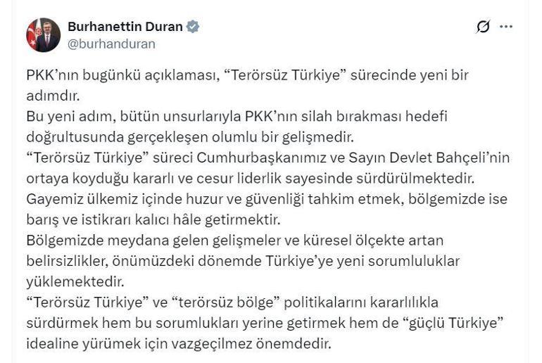 İletişim Başkanı Duran: Gayemiz, ülkemiz içinde huzur ve güvenliği tahkim etmektir
