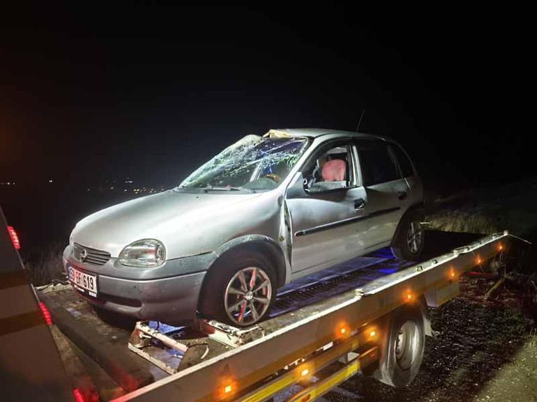 Yoldan çıkan otomobil takla attı: 2 yaralı