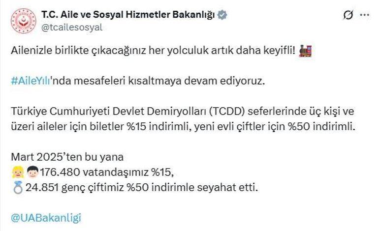 24 bin 851 genç çift, yüzde 50 indirimle tren yolculuğu yaptı