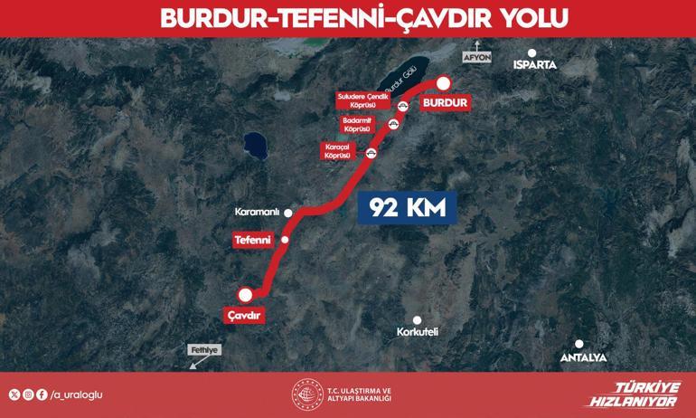 Bakan Uraloğlu: Burdur-Tefenni-Çavdır Yolu ile yıllık toplam 831 milyon lira tasarruf edeceğiz