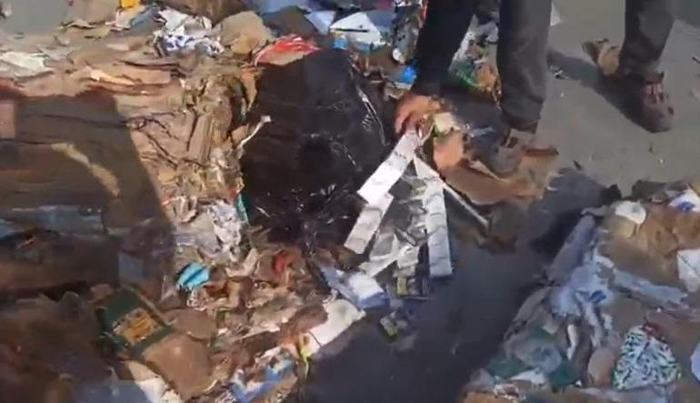 Preslenmiş atık kağıtların arasında kaçak sigara taşıyan 2 şüpheli yakalandı