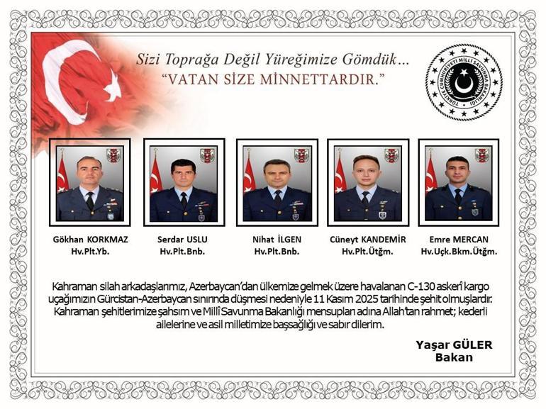 MSB: Düşen uçakta 20 asker şehit oldu