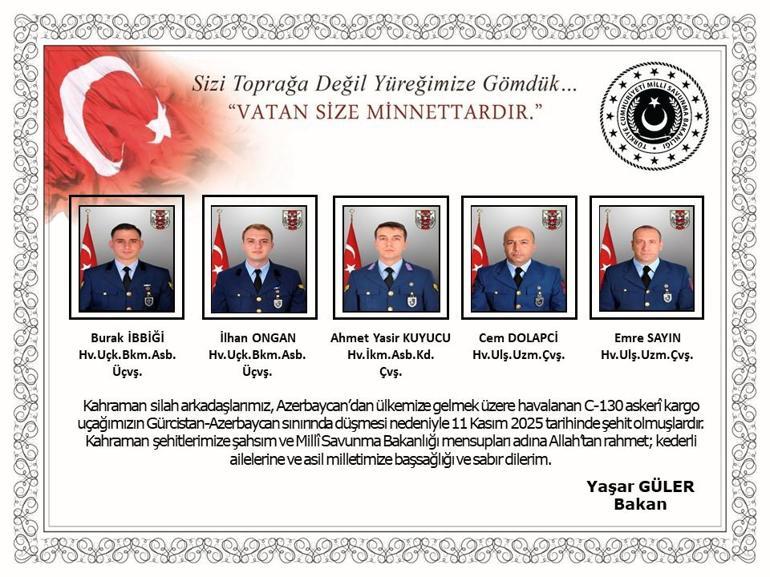 MSB: Düşen uçakta 20 asker şehit oldu