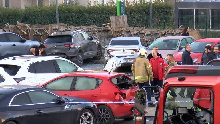 Bahçelievlerde 9 araca çarpan cip 5 metreden boşluğa düştü; sürücü yaralandı