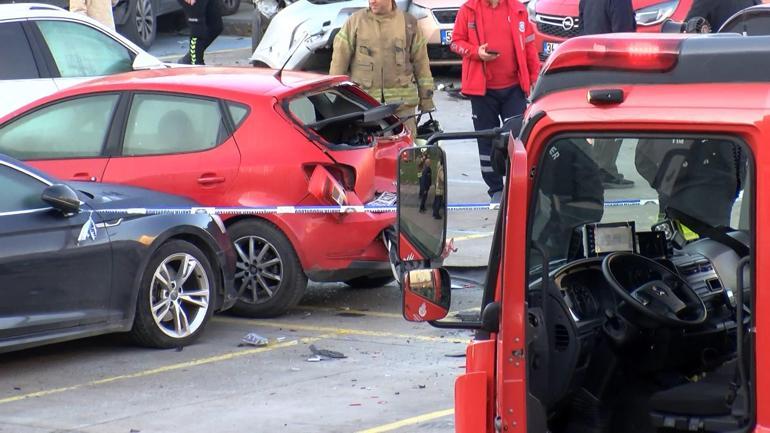 Bahçelievlerde 9 araca çarpan cip 5 metreden boşluğa düştü; sürücü yaralandı
