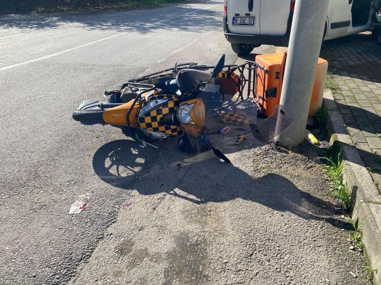 Ehliyetsiz sürücünün çarptığı motosikletteki kurye yaralandı; kaza kamerada