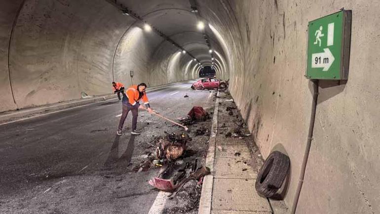 Otomobil tünel duvarına çarptı: 2 yaralı