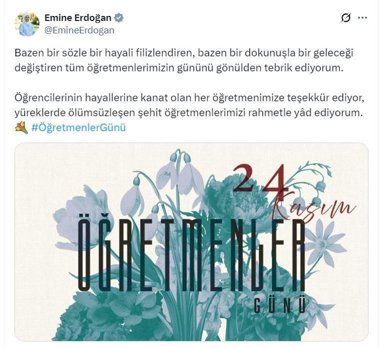 Emine Erdoğandan Öğretmenler Günü mesajı