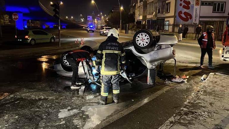 Kayseride polisin ‘dur’ ihtarına uymayan sürücü otomobille takla attı: 2 yaralı