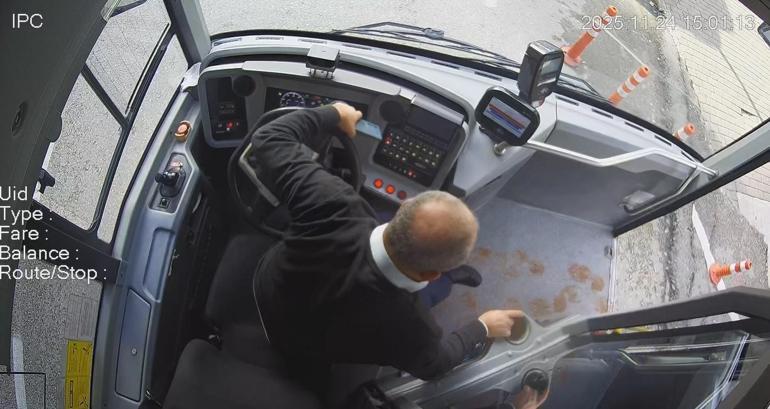 Belediye otobüsü şoförü, kalp krizi geçiren yolcuyu hastaneye yetiştirdi; o anlar kamerada