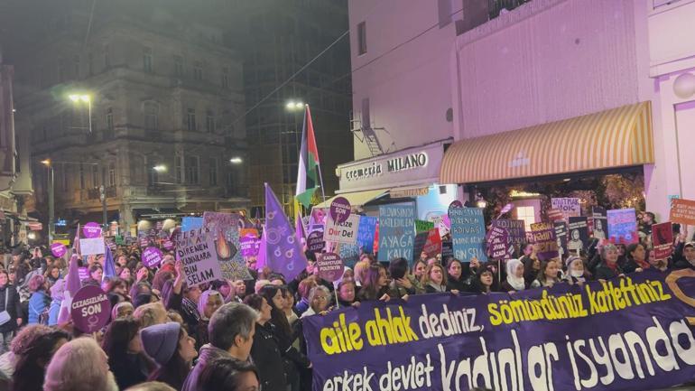 Taksimde kadına şiddete karşı yürüyüş düzenlendi