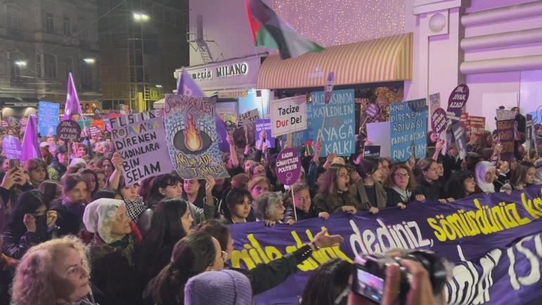 Taksimde kadına şiddete karşı yürüyüş düzenlendi