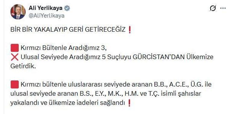 3ü kırmızı bültenle aranan 8 suçlu Gürcistanda yakalandı