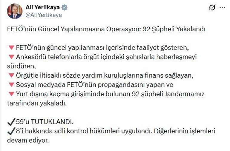 FETÖnün güncel yapılanmasına operasyon: 92 gözaltı