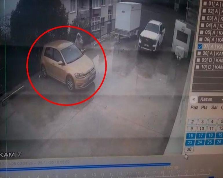 Otomobilini yanlışlıkla geri vitese alınca, 7 metre yükseklikten düştü; kaza anı kamerada