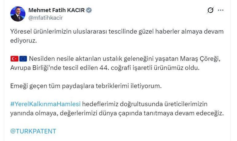 Maraş çöreğine ABden coğrafi işaret tescili