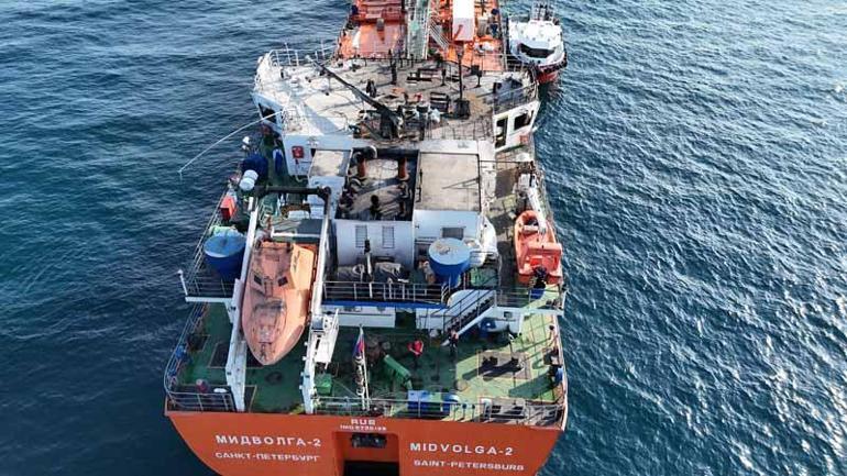 Saldırıya uğrayan Rus tankeri ‘Mıdvolga-2’, Sinop açıklarında incelemeye alındı
