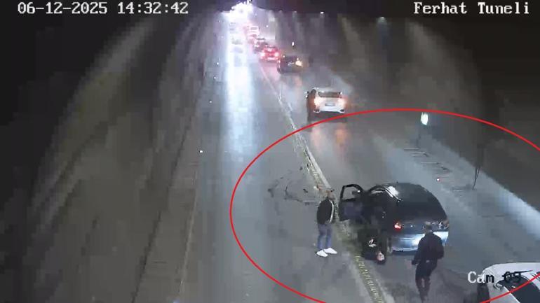 Amasya’da Ferhat Tüneli’ndeki 4 otomobilin karıştığı zincirleme kaza kamerada