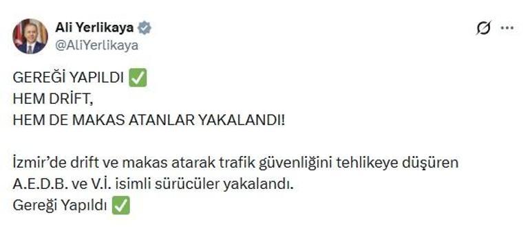 İzmirde drift ve makas atan 2 sürücü yakalandı