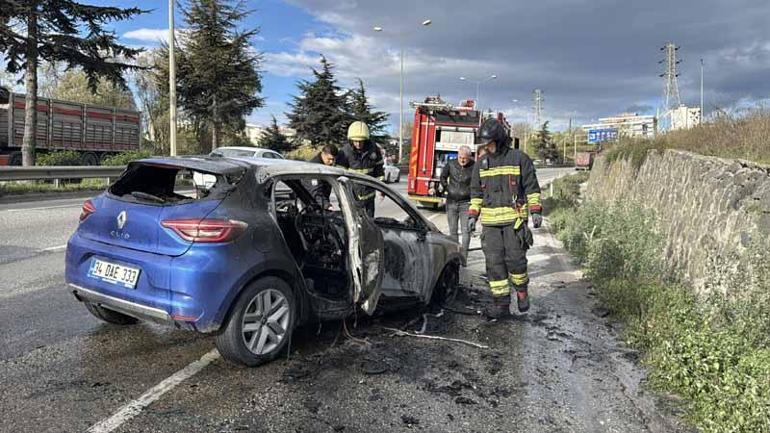 Samsunsporlu futbolcu Musabanın kullandığı araç alev aldı