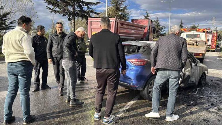 Samsunsporlu futbolcu Musabanın kullandığı araç alev aldı