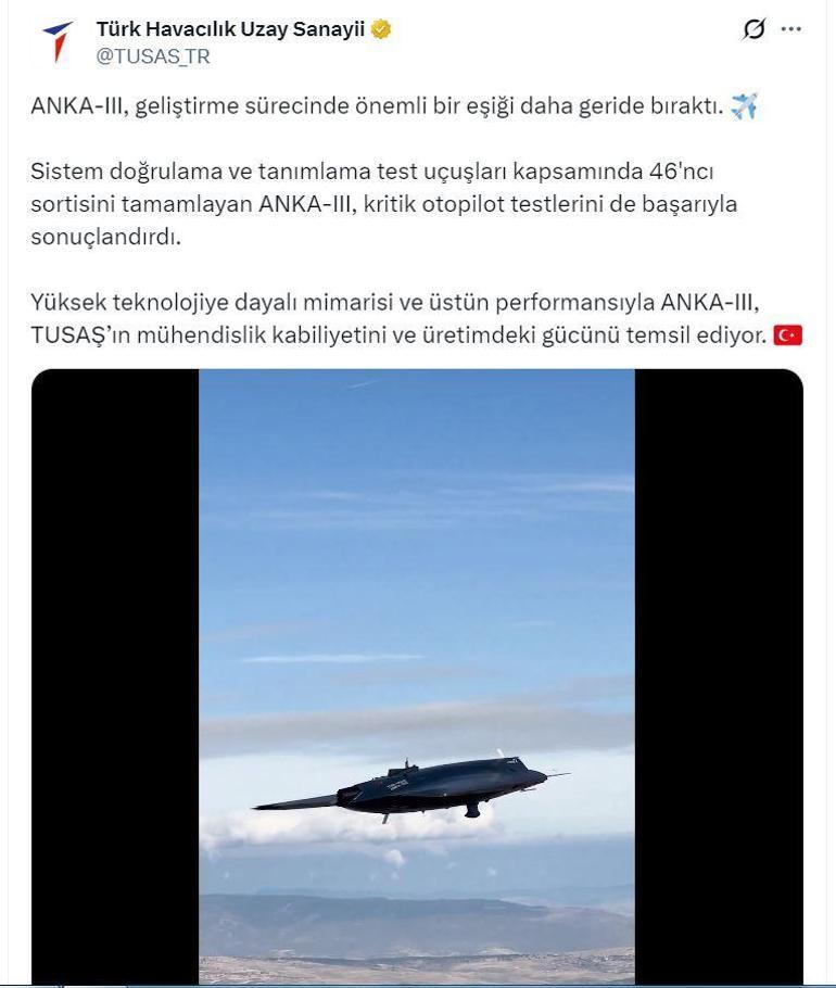 ANKA-3, otopilot testlerini başarıyla tamamladı