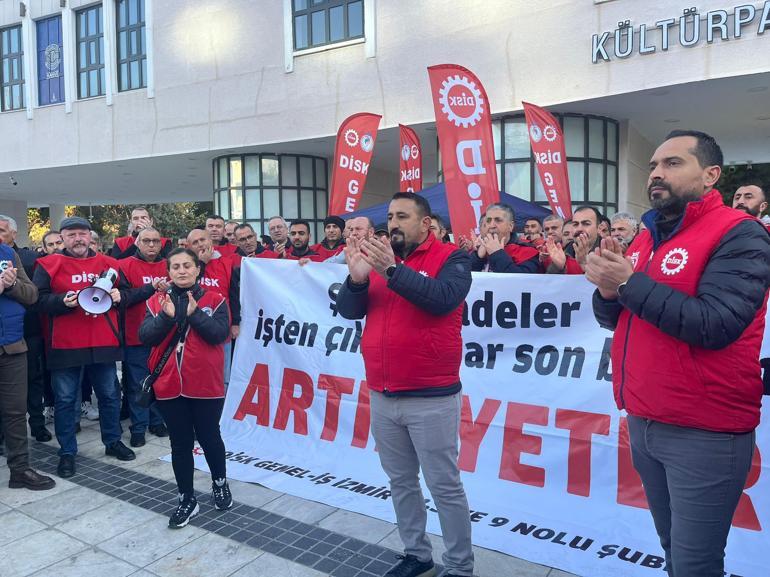 İzmirde belediye işçilerinin eylemi 2nci günde