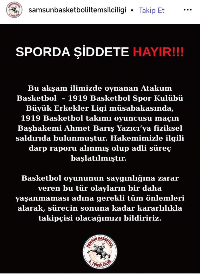 Basketbol maçında hakeme kafa attı