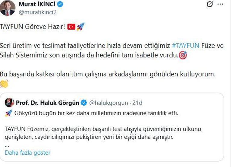 Yerli füze Tayfun, son atışında da hedefi tam isabetle vurdu