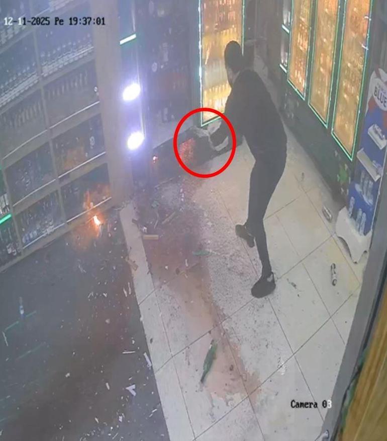 Markete patlayıcı madde atıp kaçan şüpheli aranıyor