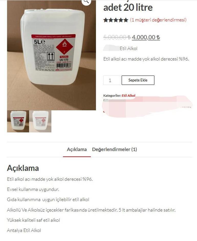 İnternetten bidonla alınan etil alkolle, pet şişede içki satılıyor