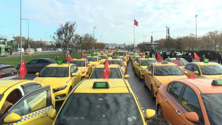 İstanbulda taksicilerden korsan taşımacılığa karşı konvoylu eylem