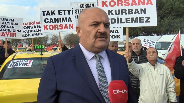 İstanbulda taksicilerden korsan taşımacılığa karşı konvoylu eylem