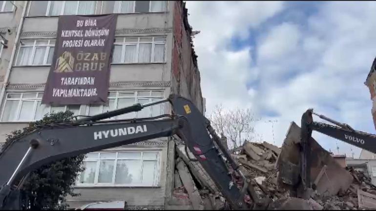 Zeytinburnunda kontrollü yıkımda beton parçaları düştü; iş makinesi operatörü yaralandı