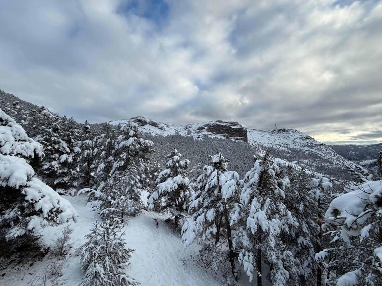 Gümüşhanede Kent Ormanı, kar yağışıyla beyaza büründü