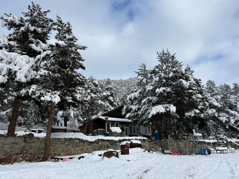 Gümüşhanede Kent Ormanı, kar yağışıyla beyaza büründü