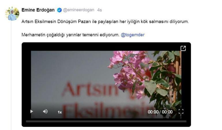 Emine Erdoğandan Artsın Eksilmesin Dönüşüm Pazarına ilişkin paylaşım