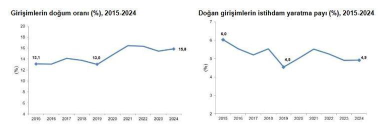 TÜİK: 2024te kurulan girişimlerin istihdam yaratma payı yüzde 4,9 oldu