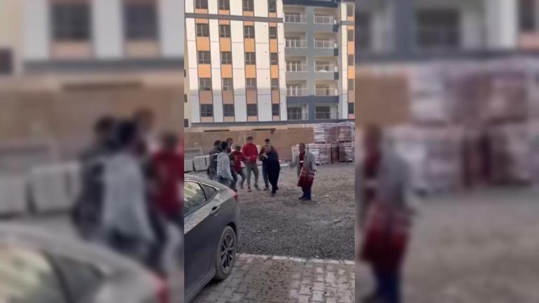 Kaba inşaatı bitiren işçilerden halaylı kutlama