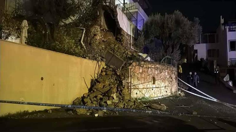 Bodrumda sağanak; evin istinat duvarı çöktü, yollar göle döndü